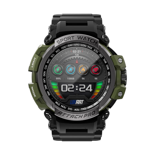 LOKMAT ATTACK Pro 1.39 inch BT5.1 Smart Sport Watch, Support Bluetooth Call / Sleep / Heart Rate / Blood Pressure Health Monitor(Black Green) by buy2fix