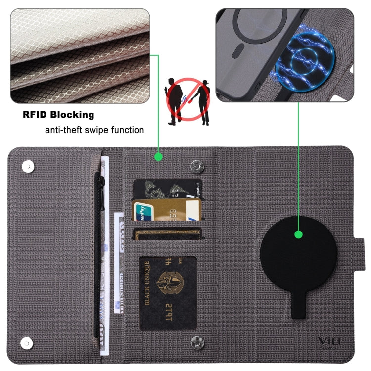 For Google Pixel 8 Pro ViLi GHB Series MagSafe Magnetic Zipper Leather Phone Case(Grey) by ViLi