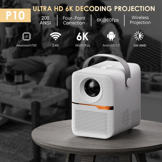 GXMO P10 Android 10 OS HD Portable WiFi Projector, Plug Type:AU Plug(White) by GXMO