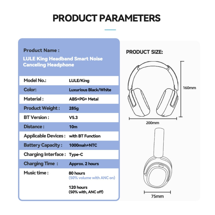 Eking ANC Noise Canceling Wireless Gaming Low Latency Headband Wireless Bluetooth Headphones, Without 2.4G(Black) by buy2fix