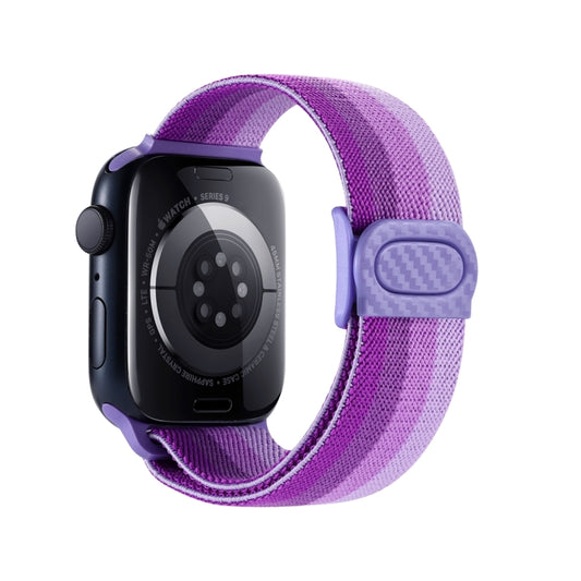For Apple Watch Ultra 2 49mm Carbon Fiber Texture Snap Buckle Nylon Watch Band(Gradient Purple) by buy2fix