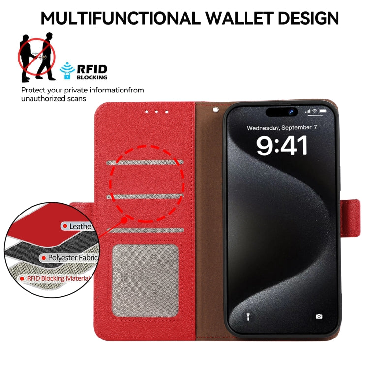 For Samsung Galaxy S22+ 5G ABEEL Side-Magnetic Litchi Pattern Leather RFID Phone Case(Red) by buy2fix