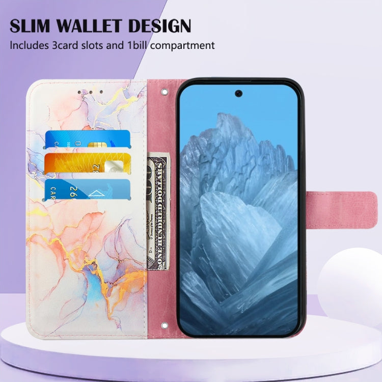For Google Pixel 9 PT003 Marble Pattern Flip Leather Phone Case(Galaxy Marble White) by buy2fix