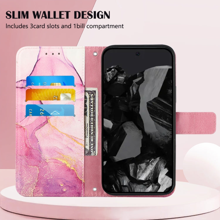 For Google Pixel 9 Pro PT003 Marble Pattern Flip Leather Phone Case(Pink Purple Gold) by buy2fix