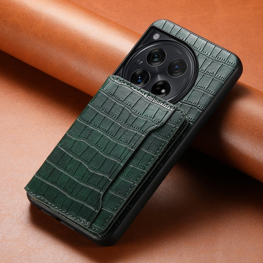 For OnePlus 12 Crocodile Texture Card Bag Design Full Coverage Phone Case(Green) by buy2fix