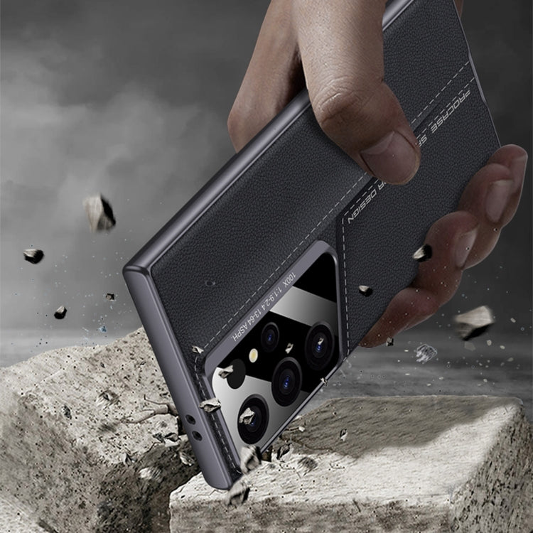 For Samsung Galaxy S24 Ultra 5G GKK Blade Ultra-thin Leather Full Coverage Phone Case(Carbon Fibre) by GKK