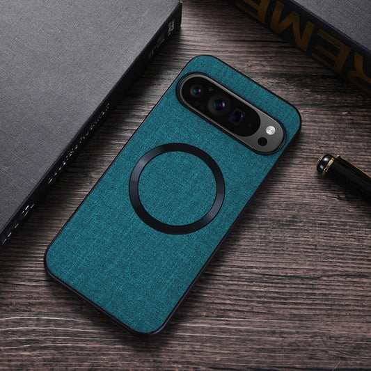 For Google Pixel 9 CD Magnetic Ring Cloth Texture PU Phone Case(Green) by buy2fix
