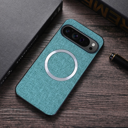 For Google Pixel 9 CD Magnetic Ring Cloth Texture PU Phone Case(Blue) by buy2fix