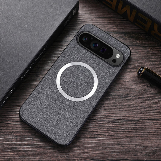 For Google Pixel 9 CD Magnetic Ring Cloth Texture PU Phone Case(Grey) by buy2fix