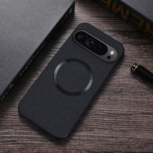 For Google Pixel 9 Pro CD Magnetic Ring Cloth Texture PU Phone Case(Black) by buy2fix