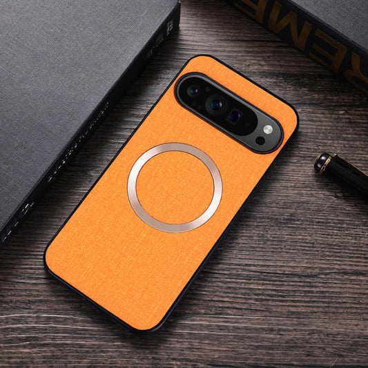For Google Pixel 9 Pro CD Magnetic Ring Cloth Texture PU Phone Case(Orange) by buy2fix