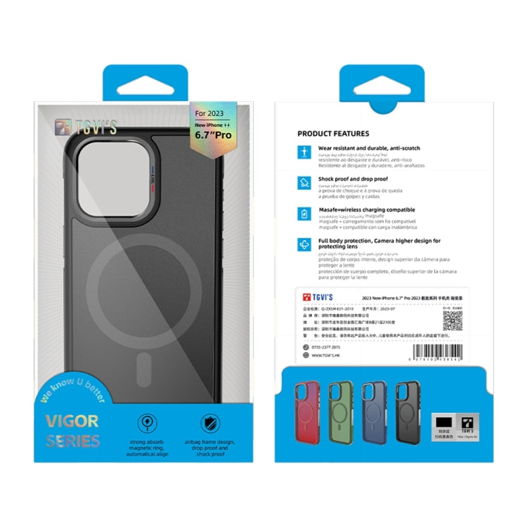 For iPhone 15 Pro Max TGVIS Vigor Series Airbag MagSafe Magnetic Phone Case(Transparent Grey) - iPhone 15 Pro Max Cases by TGVIS | Online Shopping UK | buy2fix