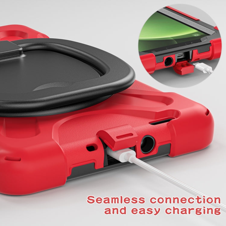 For Samsung Galaxy Tab Active5 X300 Silicone Hybrid PC Tablet Case with Holder & Shoulder Strap(Red) by buy2fix