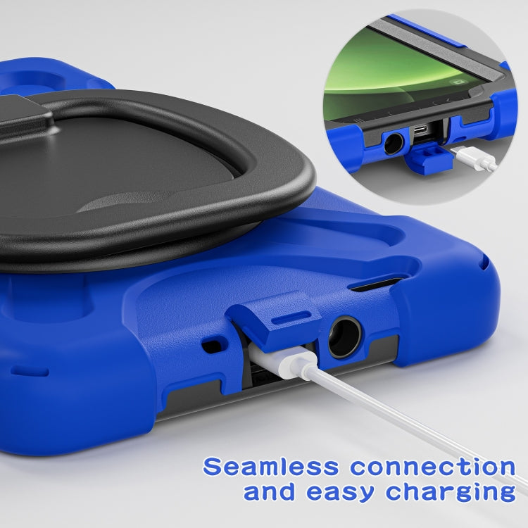 For Samsung Galaxy Tab Active5 X300 Silicone Hybrid PC Tablet Case with Holder & Shoulder Strap(Blue) by buy2fix