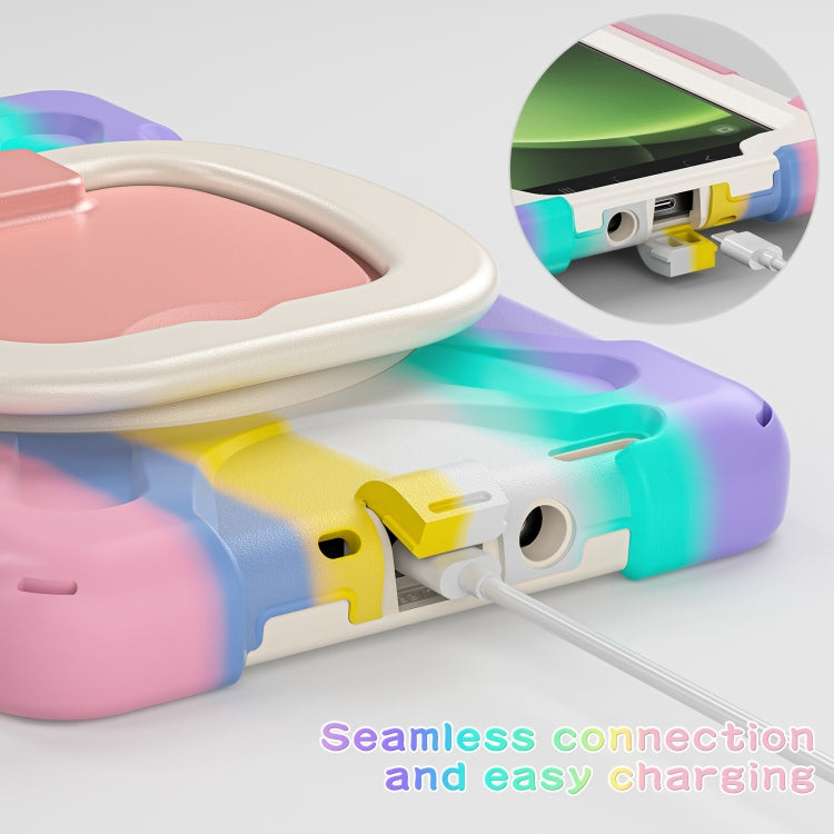 For Samsung Galaxy Tab Active5 X300 Silicone Hybrid PC Tablet Case with Holder & Shoulder Strap(Colorful Pink) by buy2fix