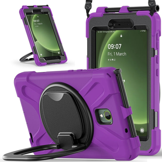 For Samsung Galaxy Tab Active5 X300 Silicone Hybrid PC Tablet Case with Holder & Shoulder Strap(Purple) by buy2fix