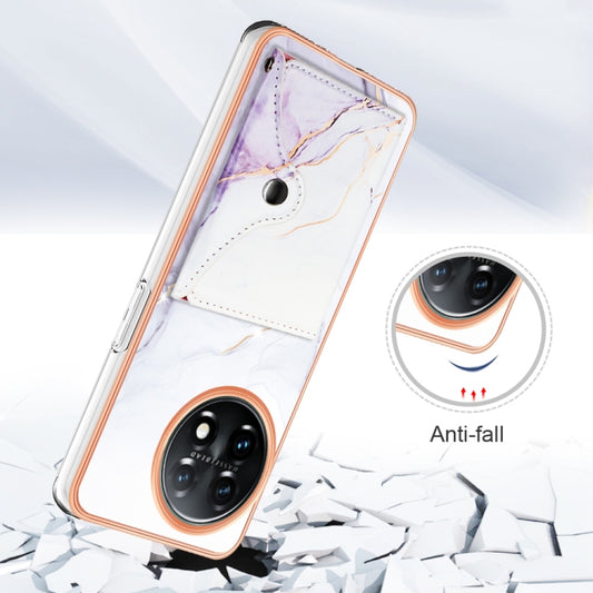 For OnePlus 11 Marble Pattern IMD Card Slot Phone Case(White Purple) by buy2fix