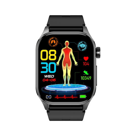 ET580 2.04 inch AMOLED Screen Sports Smart Watch Support Bluetooth Call / ECG Function(Black Butterfly Buckle) by buy2fix
