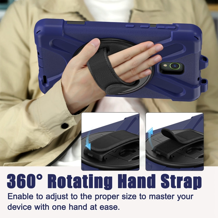 For Samsung Galaxy Tab Active5 X300 Rotary Grip Silicone Hybrid PC Tablet Case with Shoulder Strap(Navy Blue) by buy2fix