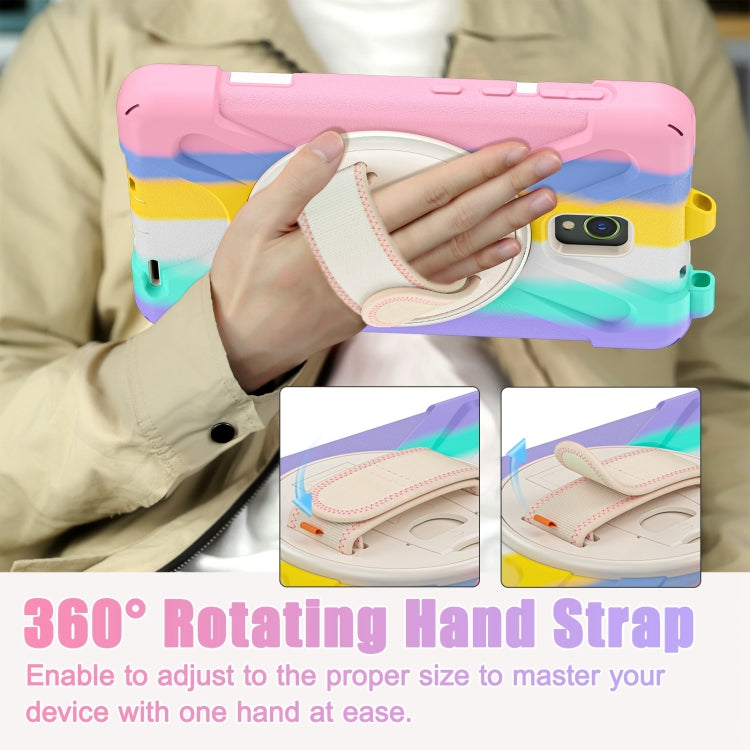 For Samsung Galaxy Tab Active5 X300 Rotary Grip Silicone Hybrid PC Tablet Case with Shoulder Strap(Colorful Pink) by buy2fix