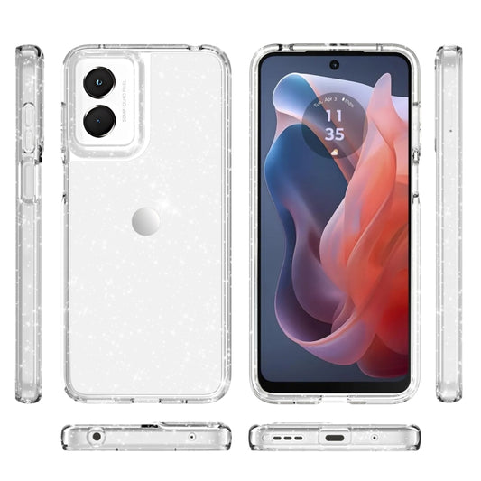 For Motorola Moto G Play 4G 2024 Terminator Style Shockproof Phone Case(Glitter White) by buy2fix