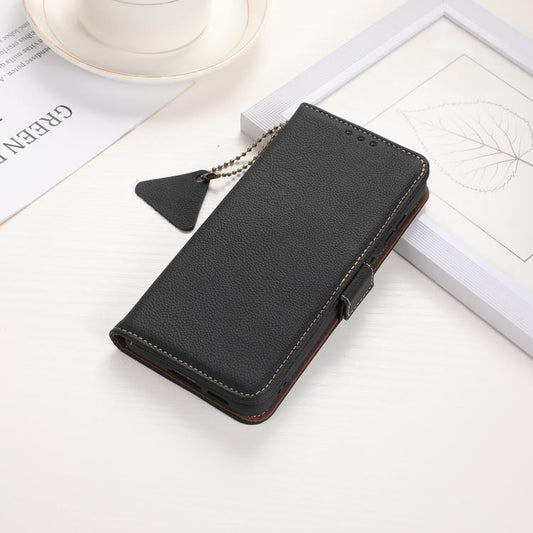 For OnePlus Ace 5 Pro / Ace 5 / 13R Side-Magnetic TJ Genuine Leather RFID Phone Case(Black) - Ace 5 Cases by buy2fix | Online Shopping UK | buy2fix
