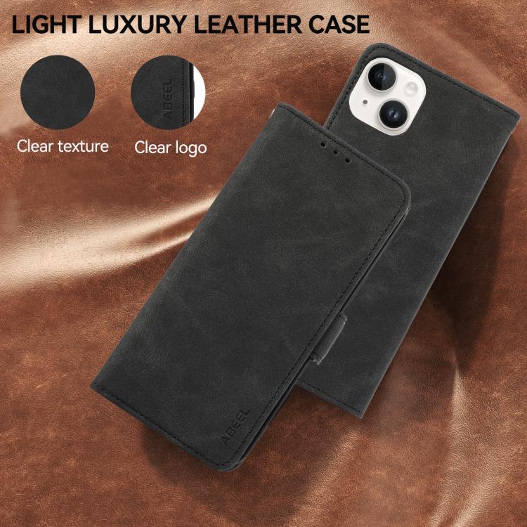 For iPhone 17 Air ABEEL Frosted Magnetic RFID Leather Phone Case(Black) - iPhone 17 Air Cases by buy2fix | Online Shopping UK | buy2fix