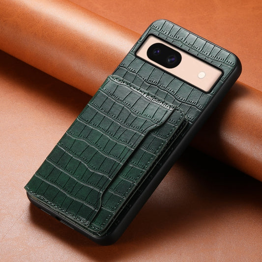 For Google Pixel 8a Crocodile Texture Card Bag Design Full Coverage Phone Case(Green) by buy2fix