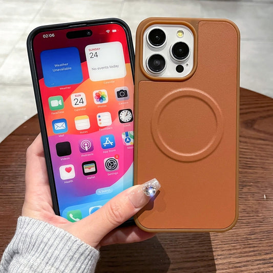 For iPhone 15 2 in 1 MagSafe Magnetic Silicone Leather Phone Case(Orange) by buy2fix
