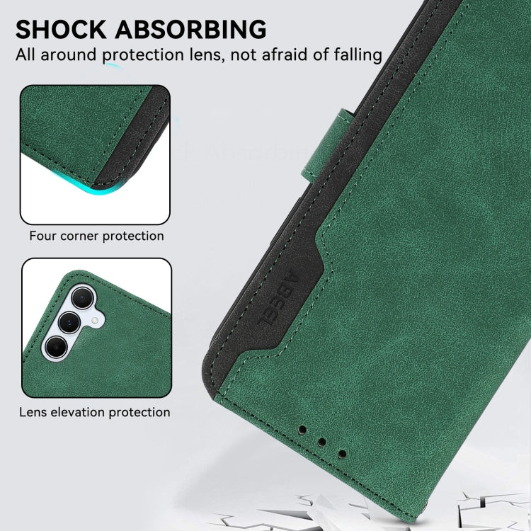 For Samsung Galaxy S23 Ultra 5G ABEEL Color Block Magnetic RFID Leather Phone Case(Green-Black) by buy2fix
