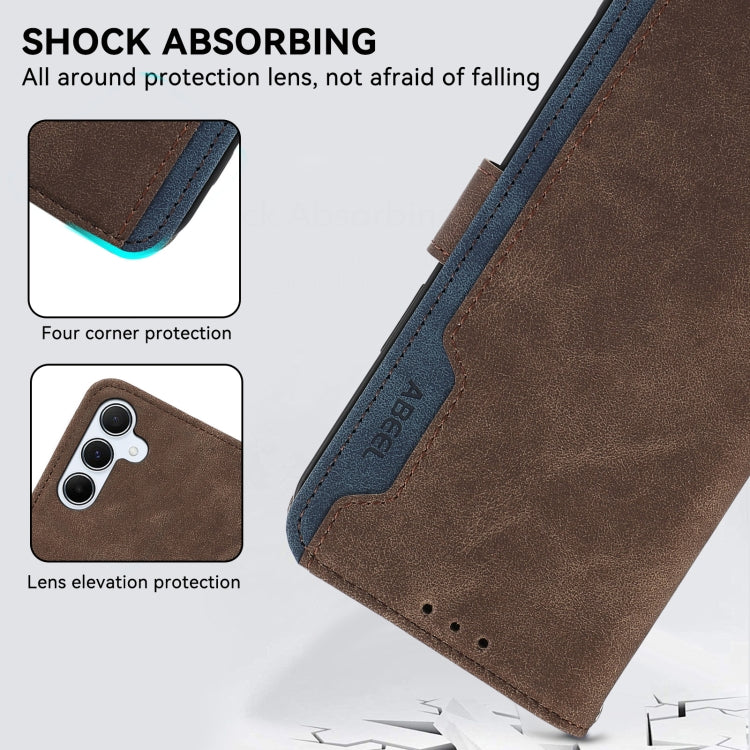 For Samsung Galaxy S20 FE ABEEL Color Block Magnetic RFID Leather Phone Case(Brown-Blue) by buy2fix