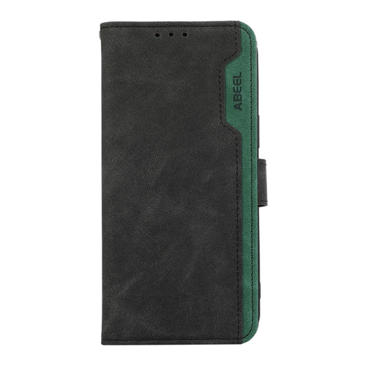 For Samsung Galaxy S22 5G ABEEL Color Block Magnetic RFID Leather Phone Case(Black-Green) by buy2fix