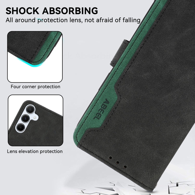 For Samsung Galaxy S22 5G ABEEL Color Block Magnetic RFID Leather Phone Case(Black-Green) by buy2fix