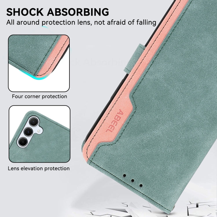 For Samsung Galaxy S21 5G ABEEL Color Block Magnetic RFID Leather Phone Case(Cyan-Pink) by buy2fix