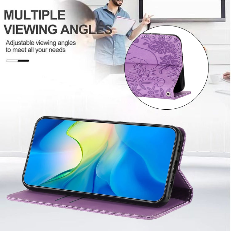 For iPhone 16 Retro Elephant Embossed Leather Phone Case(Purple) by buy2fix