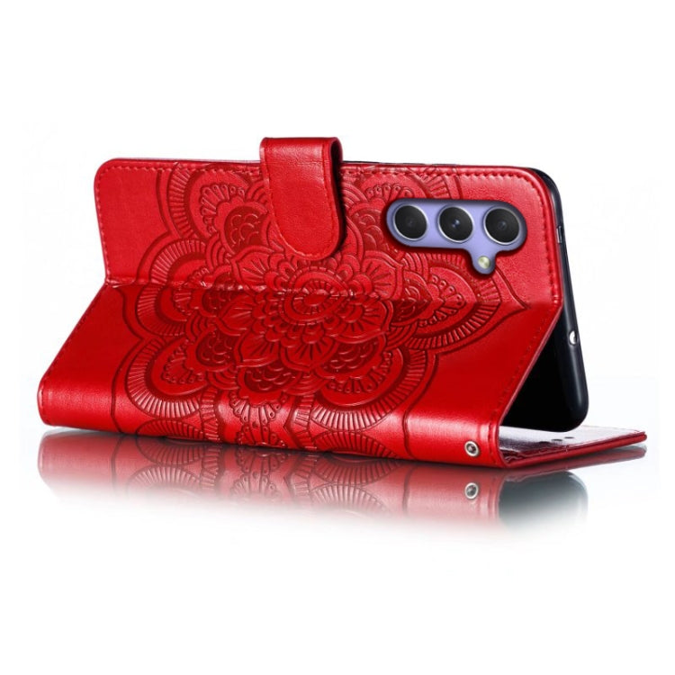 For Samsung Galaxy A55 Sun Mandala Embossing Pattern Phone Leather Case(Red) by buy2fix
