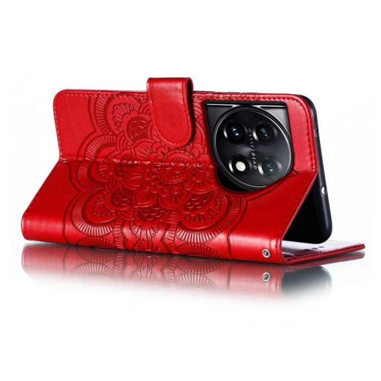 For OnePlus 11 Sun Mandala Embossing Pattern Phone Leather Case(Red) by buy2fix