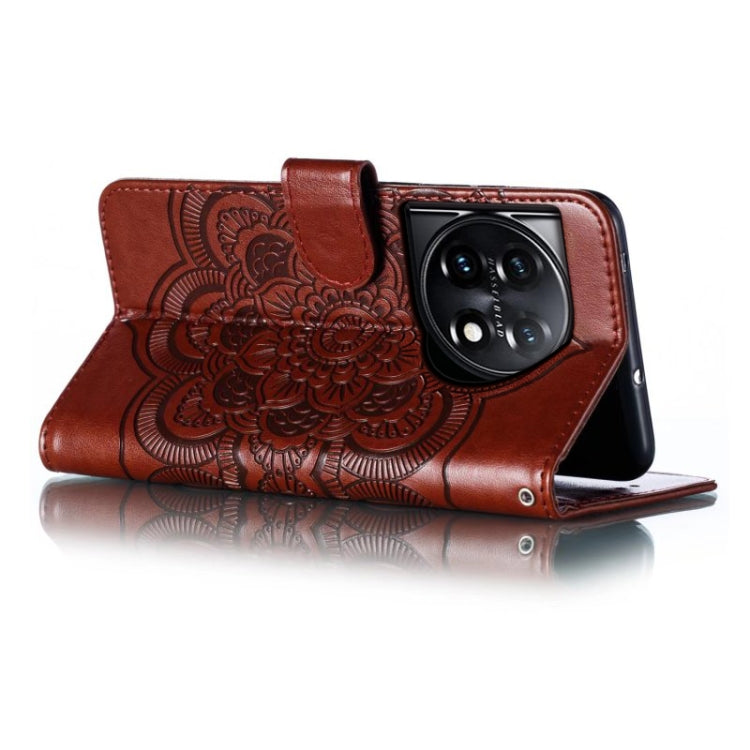 For OnePlus 11 Sun Mandala Embossing Pattern Phone Leather Case(Brown) by buy2fix