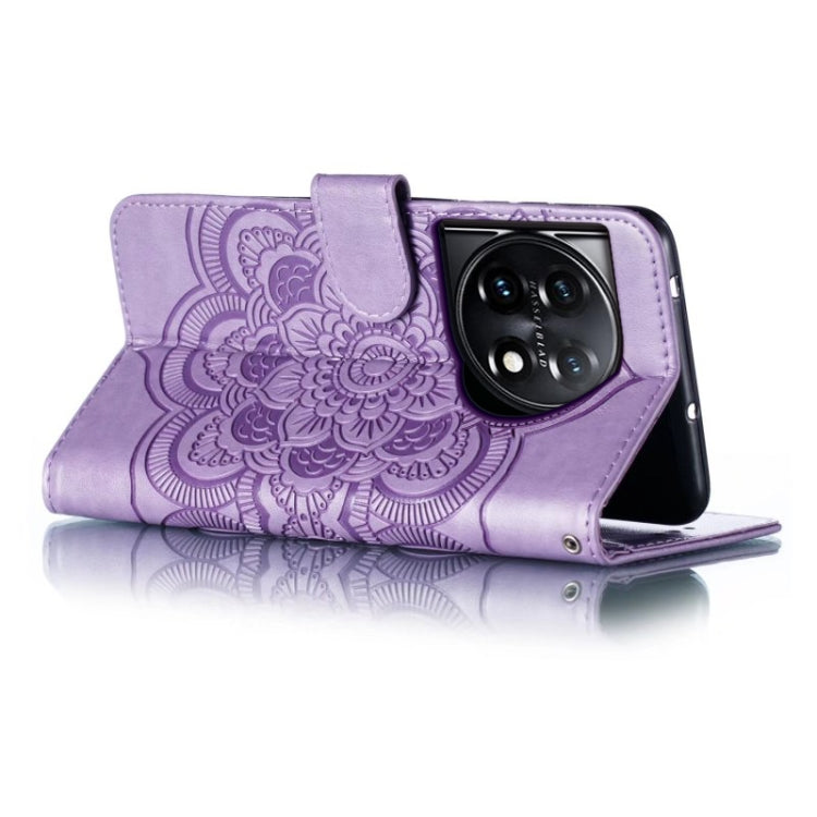 For OnePlus 11 Sun Mandala Embossing Pattern Phone Leather Case(Purple) by buy2fix