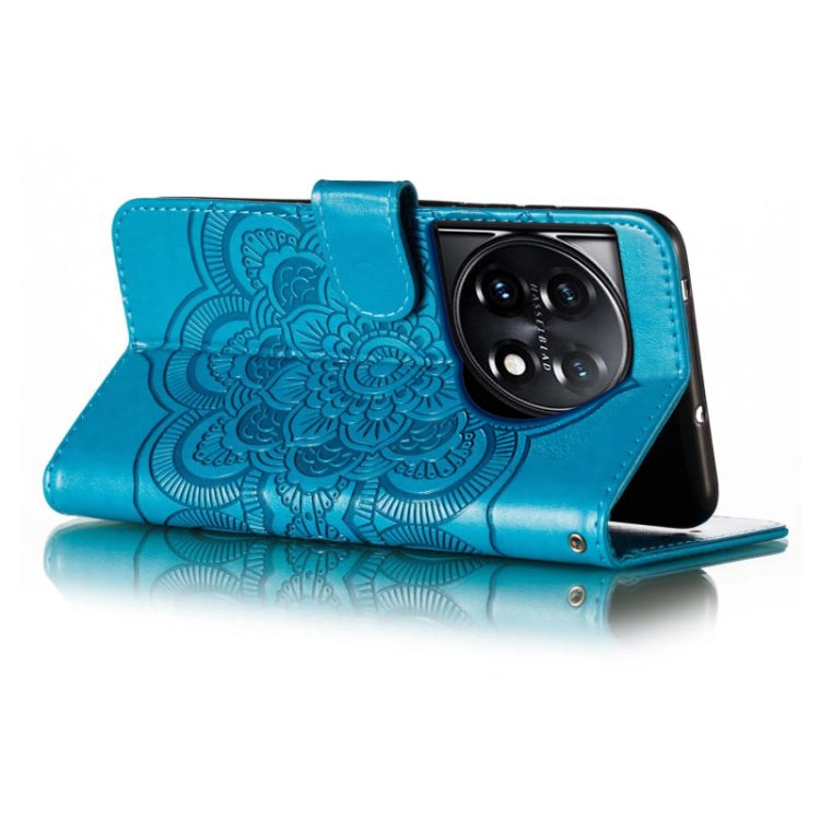 For OnePlus 11 Sun Mandala Embossing Pattern Phone Leather Case(Blue) by buy2fix