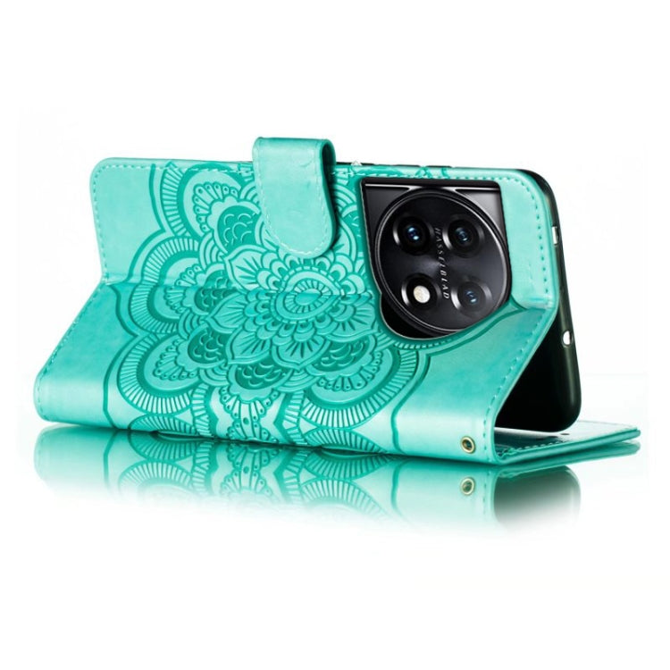 For OnePlus 11 Sun Mandala Embossing Pattern Phone Leather Case(Green) by buy2fix