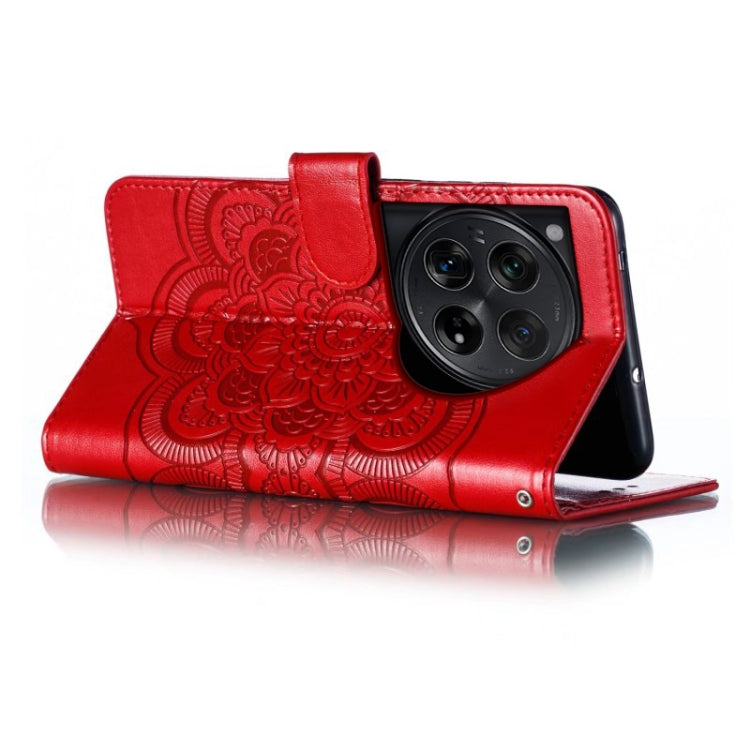 For OnePlus 12 Sun Mandala Embossing Pattern Phone Leather Case(Red) by buy2fix
