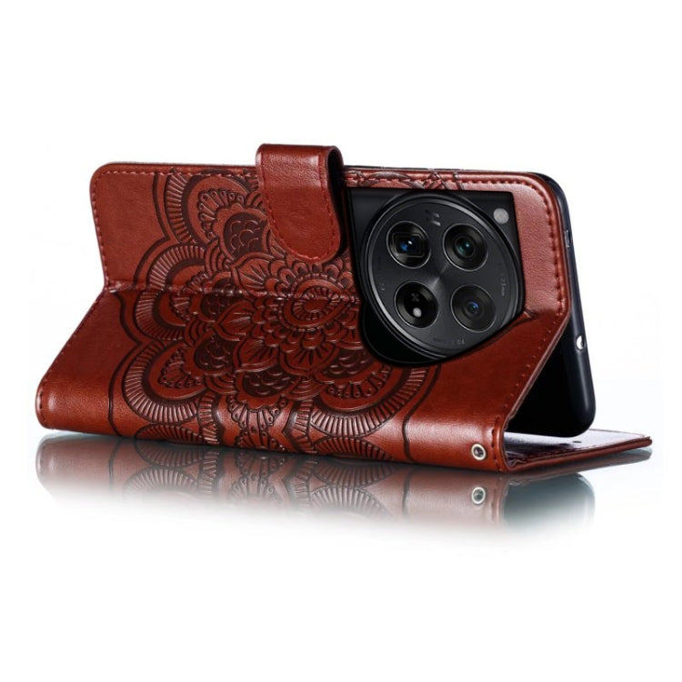 For OnePlus 12 Sun Mandala Embossing Pattern Phone Leather Case(Brown) by buy2fix