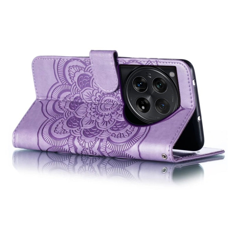 For OnePlus 12 Sun Mandala Embossing Pattern Phone Leather Case(Purple) by buy2fix