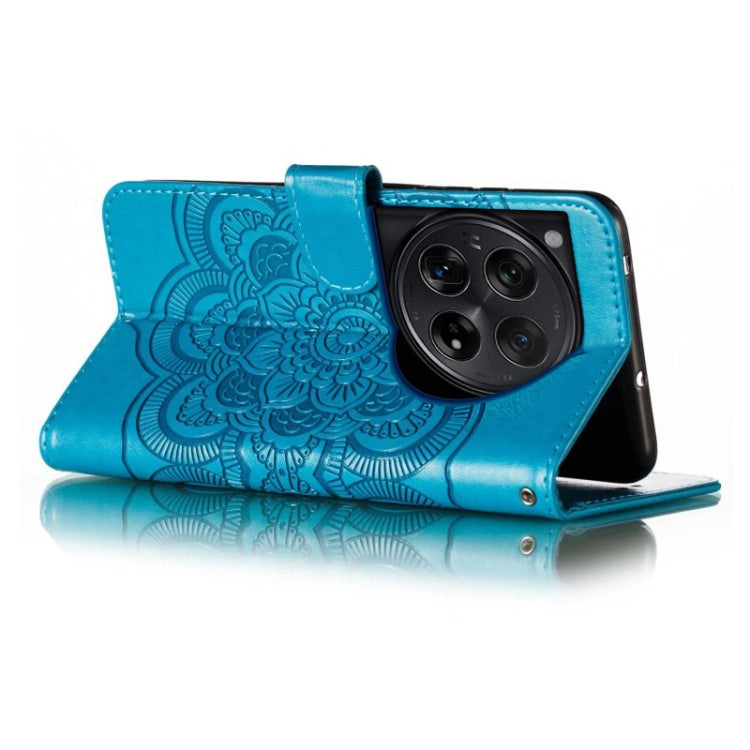 For OnePlus 12 Sun Mandala Embossing Pattern Phone Leather Case(Blue) by buy2fix