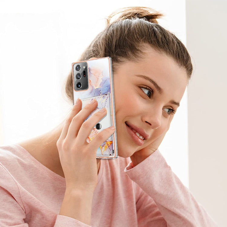 For Samsung Galaxy Note20 Ultra Marble Pattern IMD Card Slot Phone Case(Galaxy Marble White) by buy2fix