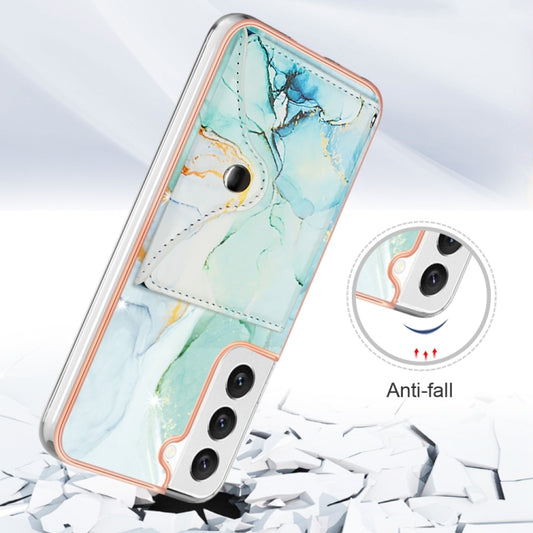For Samsung Galaxy S22 5G Marble Pattern IMD Card Slot Phone Case(Green) by buy2fix