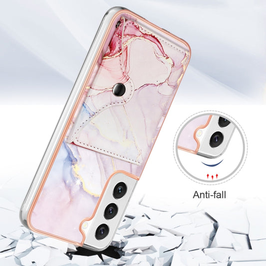 For Samsung Galaxy S23 5G Marble Pattern IMD Card Slot Phone Case(Rose Gold) by buy2fix