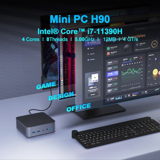GXMO H90 Windows 11 Intel Core i7 11390H Processor Mini Computer, Specification:Without RAM & SSD by GXMO