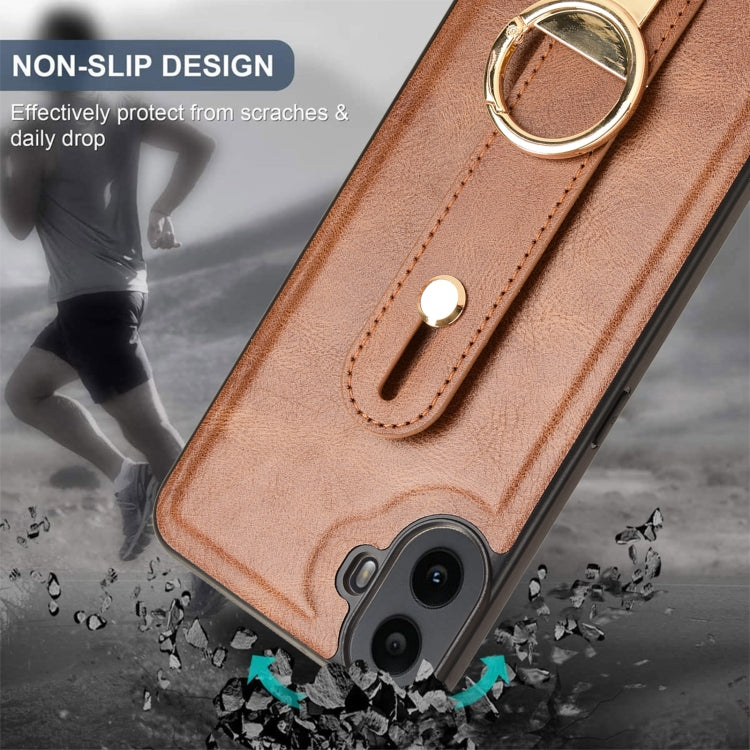 For Nothing CMF Phone 1 Wristband Leather Back Phone Case(Brown) - Nothing Cases by buy2fix | Online Shopping UK | buy2fix